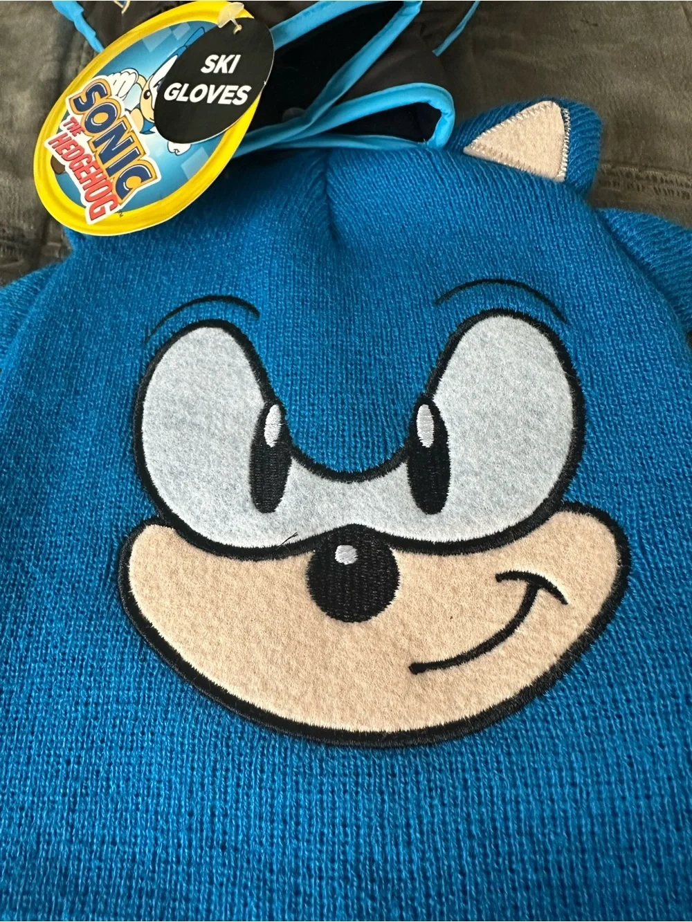 Sonic The Hedgehog Kids Blue Beanie & Ski Gloves Winter Set